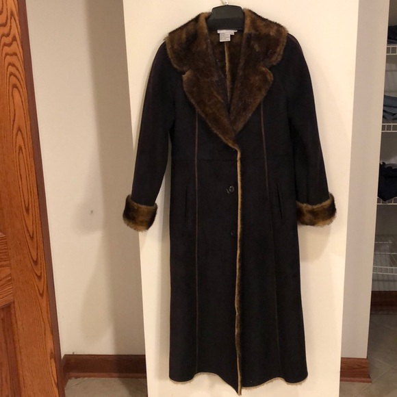 Pamela McCoy Jackets & Blazers - Pamela McCoy new black suede coat with faux mink